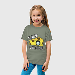 Футболка хлопковая детская Say cheese, цвет: авокадо — фото 2