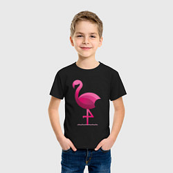 Футболка хлопковая детская Фламинго минималистичный, цвет: черный — фото 2