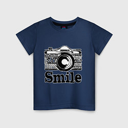 Футболка хлопковая детская Smile camera, цвет: тёмно-синий