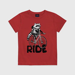 Футболка хлопковая детская Raccoon ride, цвет: красный