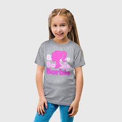Футболка хлопковая детская Логотип Барби объемный, цвет: меланж — фото 2