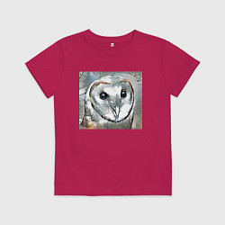 Футболка хлопковая детская Совиный взгляд, цвет: маджента