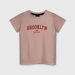 Футболка хлопковая детская Brooklyn New York, цвет: пыльно-розовый