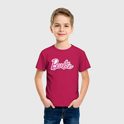 Футболка хлопковая детская Barbie title, цвет: маджента — фото 2