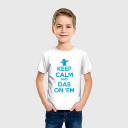 Футболка хлопковая детская Keep calm and dab, цвет: белый — фото 2