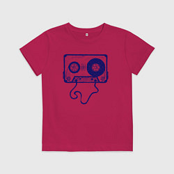 Футболка хлопковая детская Music cassette, цвет: маджента