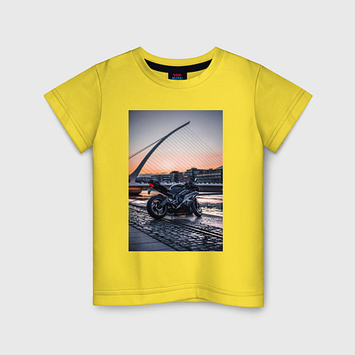 Детская футболка Мотоцикл спортивный / Желтый – фото 1
