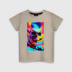 Футболка хлопковая детская Cool skull - pop art, цвет: миндальный