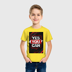 Футболка хлопковая детская Yes, you can, цвет: желтый — фото 2