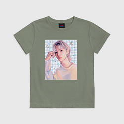 Футболка хлопковая детская Феликс - Stray Kids, цвет: авокадо