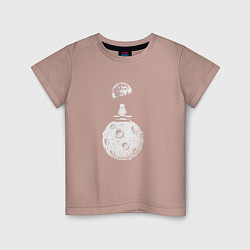 Футболка хлопковая детская Moon spaceman, цвет: пыльно-розовый
