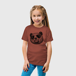 Футболка хлопковая детская Панда в очках, цвет: кирпичный — фото 2