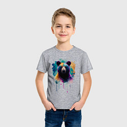 Футболка хлопковая детская Медведь портрет, цвет: меланж — фото 2