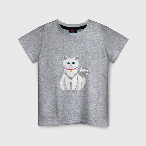 Детская футболка Красивая белая кошка / Меланж – фото 1