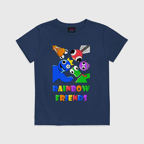 Детская футболка Rainbow Friends персонажи / Тёмно-синий – фото 1