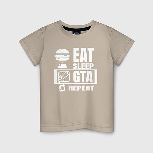 Детская футболка GTA на повторе / Миндальный – фото 1