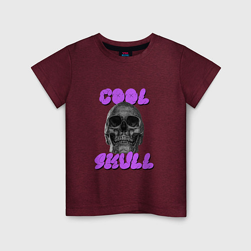 Детская футболка Cool Skull / Меланж-бордовый – фото 1