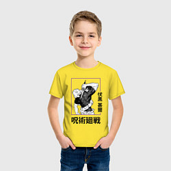 Футболка хлопковая детская Магическая битва Toji Fushiguro, цвет: желтый — фото 2