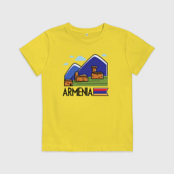 Футболка хлопковая детская Горная Армения, цвет: желтый