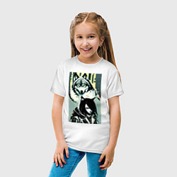 Футболка хлопковая детская Крутая девчонка под защитой волка, цвет: белый — фото 2