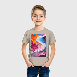 Футболка хлопковая детская Абстрактные разноцветные мазки, цвет: миндальный — фото 2