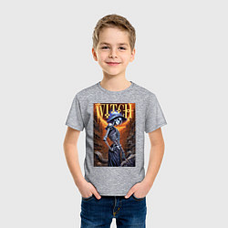 Футболка хлопковая детская Костлявая ведьма - нейросеть, цвет: меланж — фото 2