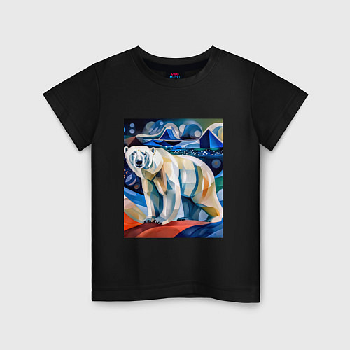 Детская футболка Белый медведь в арктике / Черный – фото 1