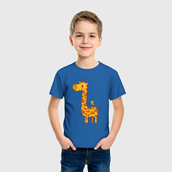 Футболка хлопковая детская Жираф и птичка, цвет: синий — фото 2