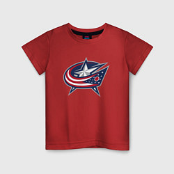 Футболка хлопковая детская Columbus blue jackets - hockey team - emblem, цвет: красный