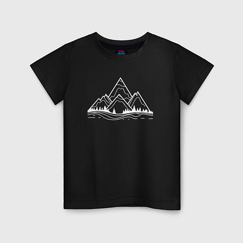Детская футболка Лес и горы минимализм / Черный – фото 1