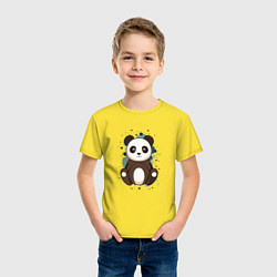 Футболка хлопковая детская Странная панда, цвет: желтый — фото 2