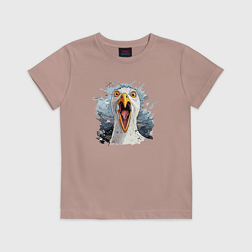 Детская футболка Чайка орет - морской принт / Пыльно-розовый – фото 1