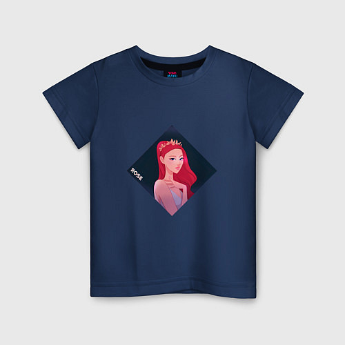 Детская футболка Арт Розе из BlackPink / Тёмно-синий – фото 1