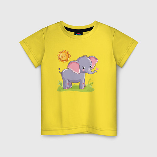 Детская футболка Летний слоник / Желтый – фото 1