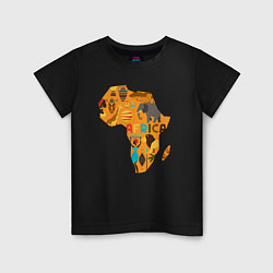 Футболка хлопковая детская Красочная Африка, цвет: черный