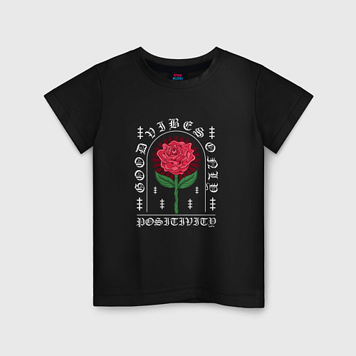 Детская футболка Японская роза / Черный – фото 1