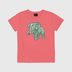 Футболка хлопковая детская Magic elephant, цвет: коралловый
