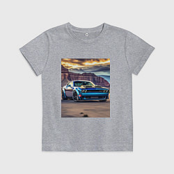 Футболка хлопковая детская Авто Додж Челленджер, цвет: меланж