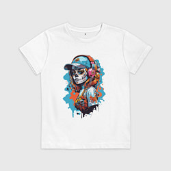 Футболка хлопковая детская Девушка калавера, цвет: белый
