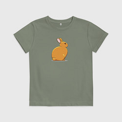 Футболка хлопковая детская Заяц сзади, цвет: авокадо