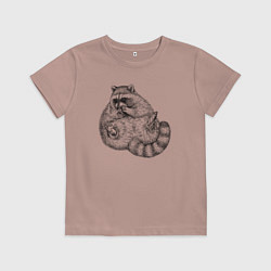 Футболка хлопковая детская Енот жирдяй, цвет: пыльно-розовый