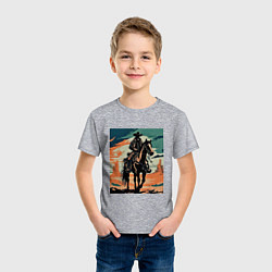 Футболка хлопковая детская Ковбой на лошади, цвет: меланж — фото 2