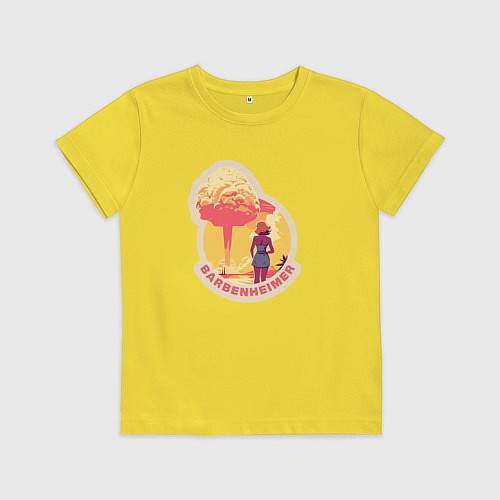 Детская футболка Барби смотрит на гриб - Барбигеймер / Желтый – фото 1