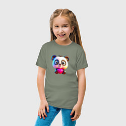 Футболка хлопковая детская Милая панда - нейросеть, цвет: авокадо — фото 2