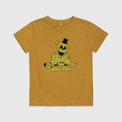 Футболка хлопковая детская Золотой Фредди разобран, цвет: горчичный