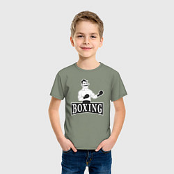 Футболка хлопковая детская Boxing man, цвет: авокадо — фото 2