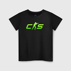 Футболка хлопковая детская CS2 green logo, цвет: черный
