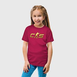 Футболка хлопковая детская CS 2 gold logo, цвет: маджента — фото 2