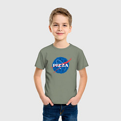 Футболка хлопковая детская Pizza x NASA, цвет: авокадо — фото 2