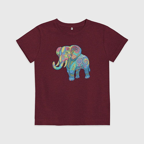 Детская футболка Beautiful elephant / Меланж-бордовый – фото 1
